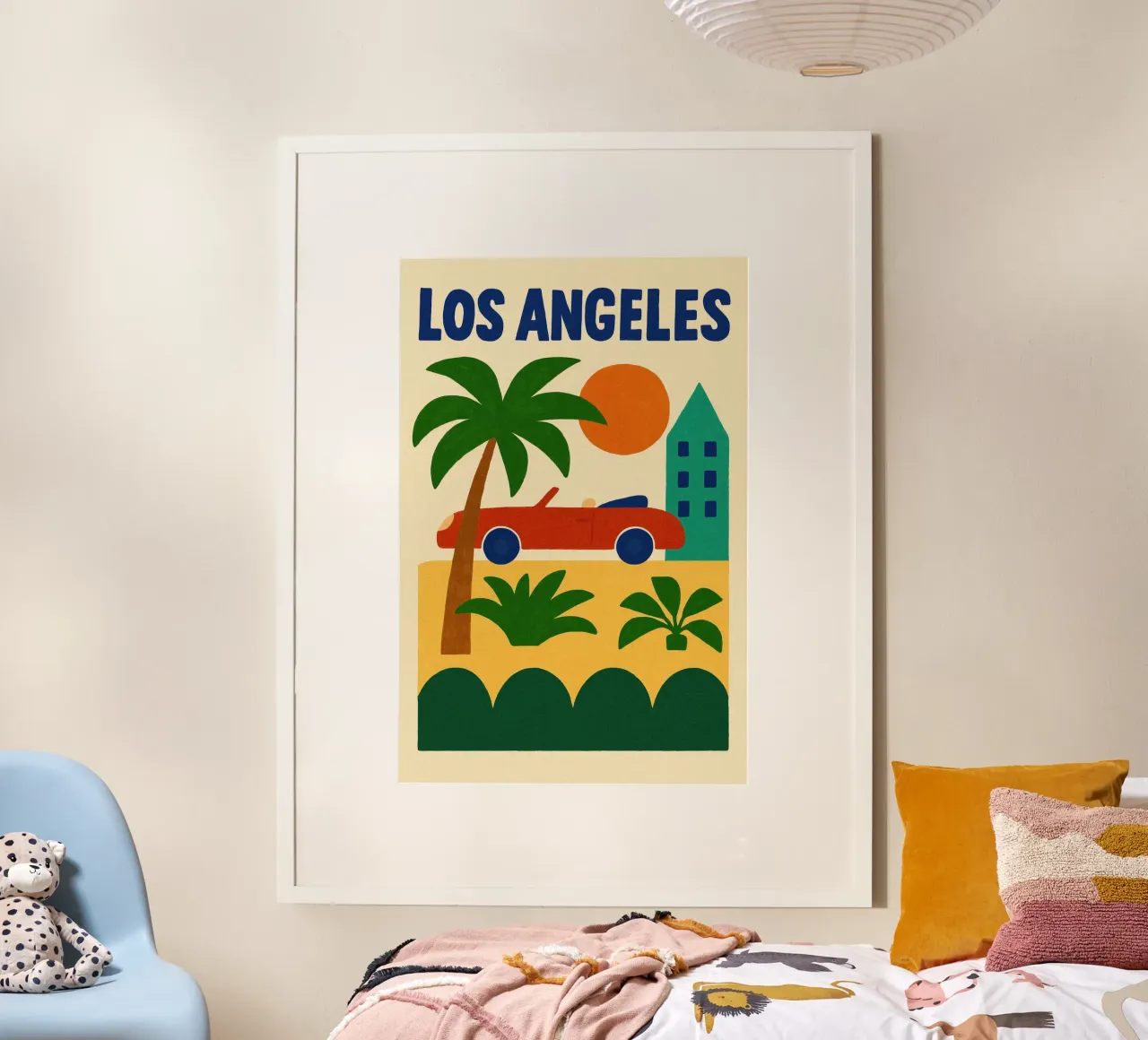 Cabriolet rossa a Los Angeles poster con telaio in plastica da JETLAG | affiches voyage
