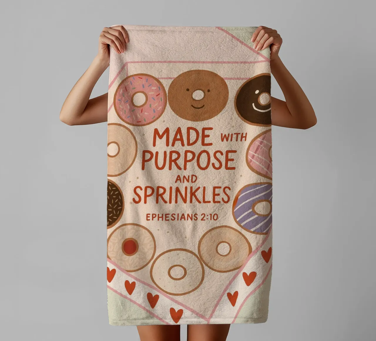Poster con versetti biblici Made with Purpose e Sprinkles asciugamano da bagno da vintagepod