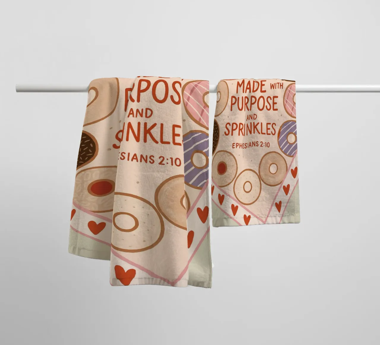 Poster con versetti biblici Made with Purpose e Sprinkles asciugamano da bagno da vintagepod