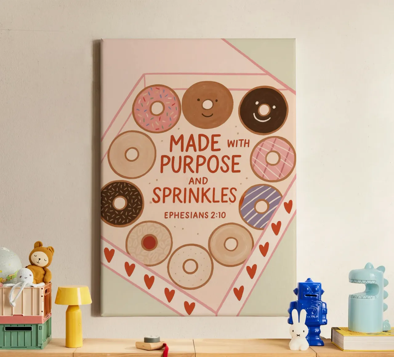 Poster con versetti biblici Made with Purpose e Sprinkles tela con Cornice a cassetta da vintagepod