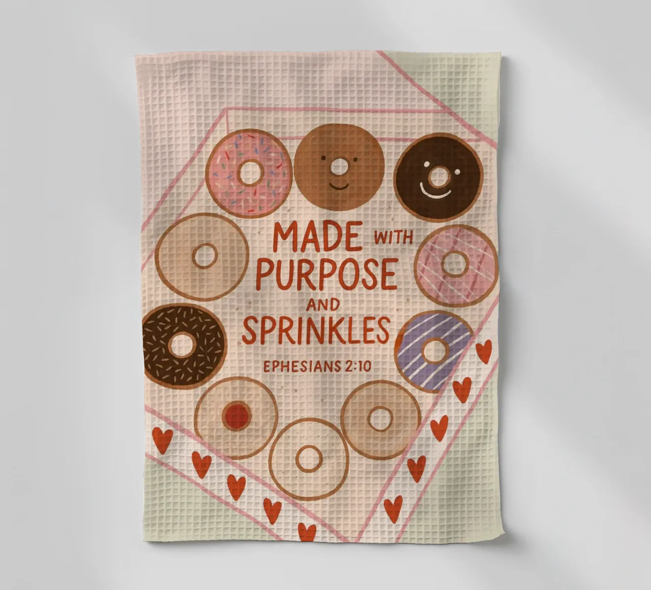 Poster con versetti biblici Made with Purpose e Sprinkles canovaccio da cucina da vintagepod