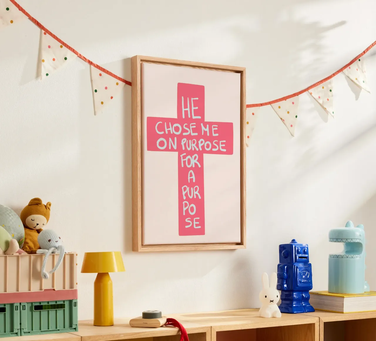 He Chose Me On Purpose For A Purpose Cross Poster canvas with Floater frame by vintagepod