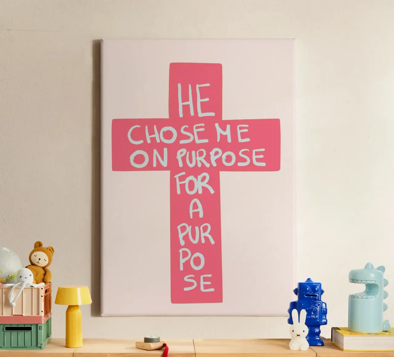 He Chose Me On Purpose For A Purpose Cross Poster canvas with Floater frame by vintagepod