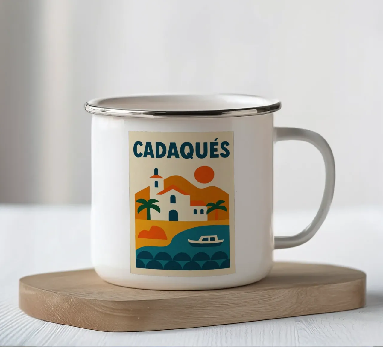 Casa bianca a Cadaqués tazza in smalto da JETLAG | affiches voyage