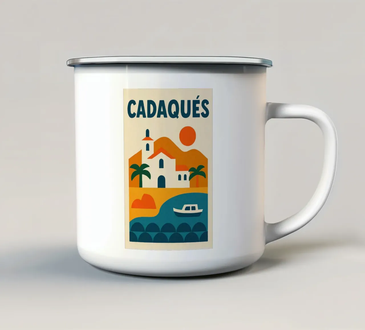 Casa bianca a Cadaqués tazza in smalto da JETLAG | affiches voyage