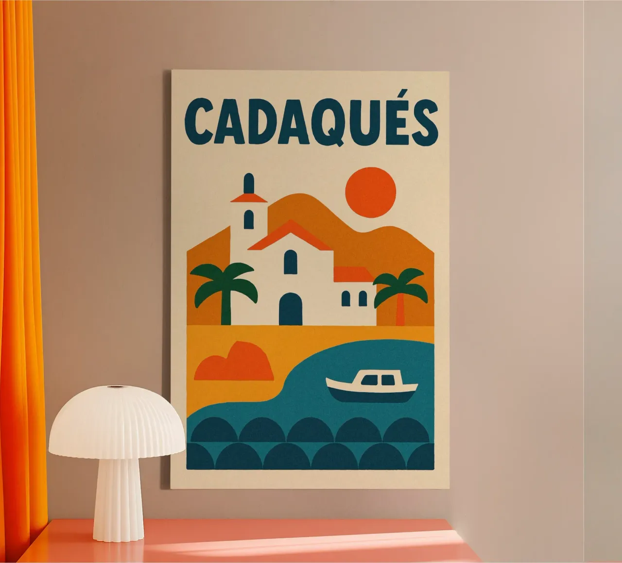 Wit huis in Cadaqués canvas met Baklijst van JETLAG | affiches voyage