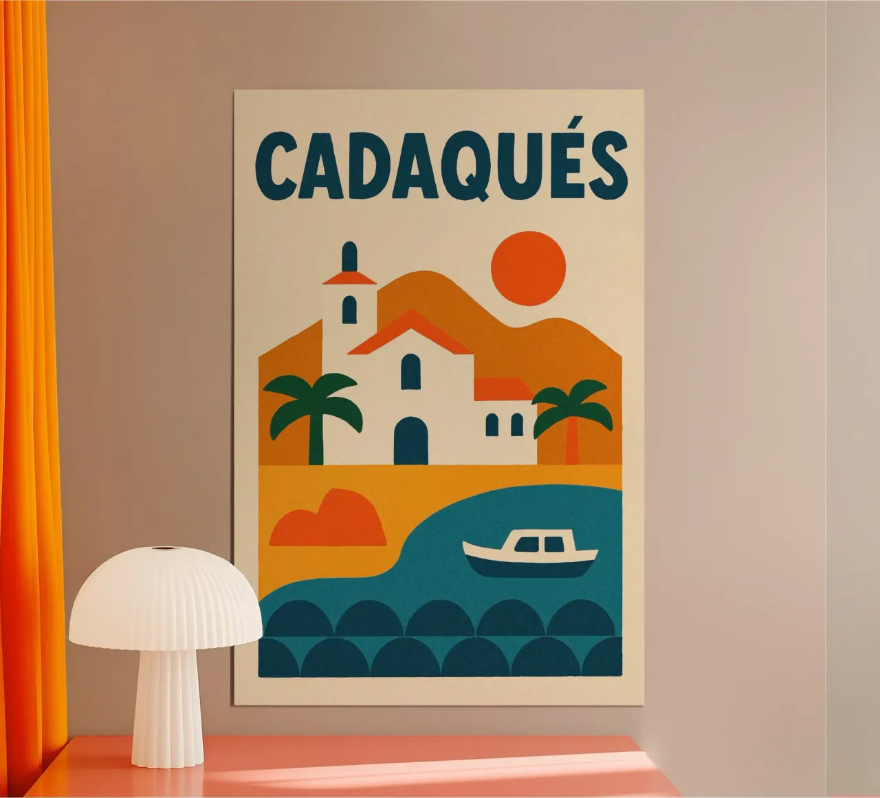 Casa bianca a Cadaqués poster con telaio in legno da JETLAG | affiches voyage