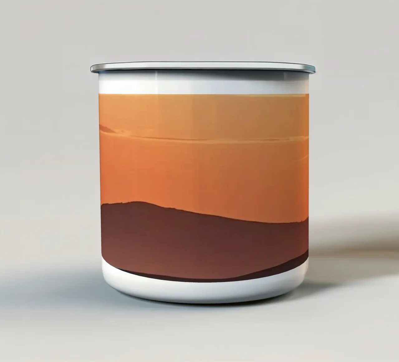 Paesaggio di Rolling Hills al tramonto con le persone tazza in smalto da DesignDoodle