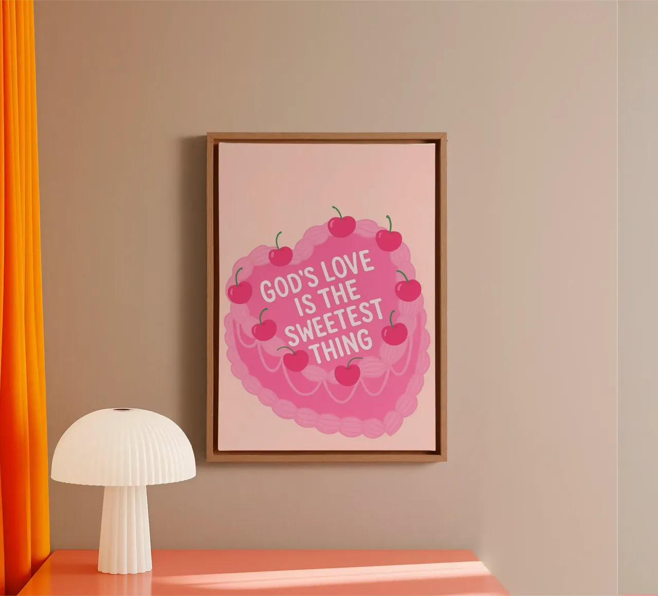 Poster per torte L'amore di Dio è la cosa più dolce tela con Cornice a cassetta da vintagepod