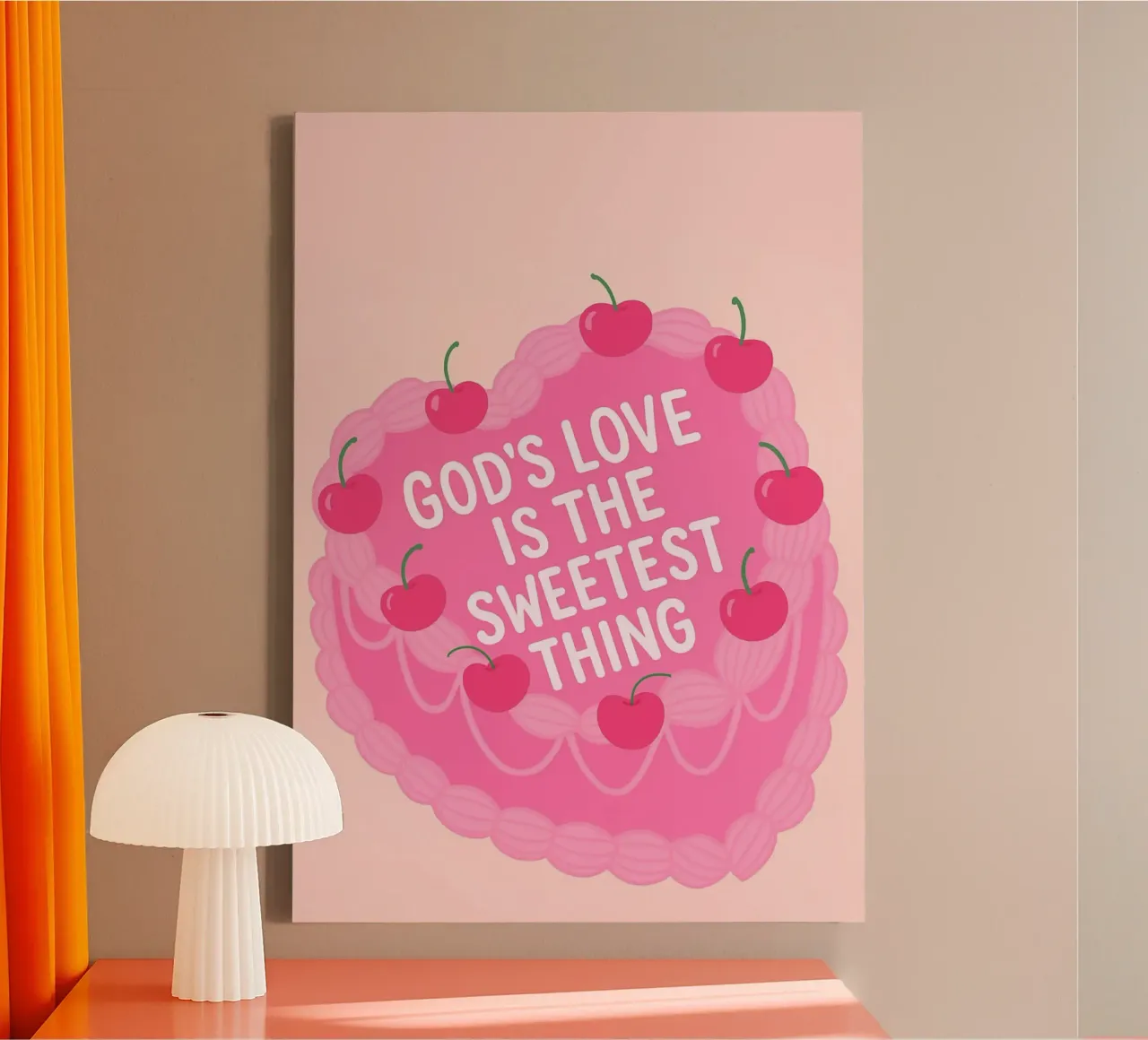 Poster per torte L'amore di Dio è la cosa più dolce tela con Cornice a cassetta da vintagepod