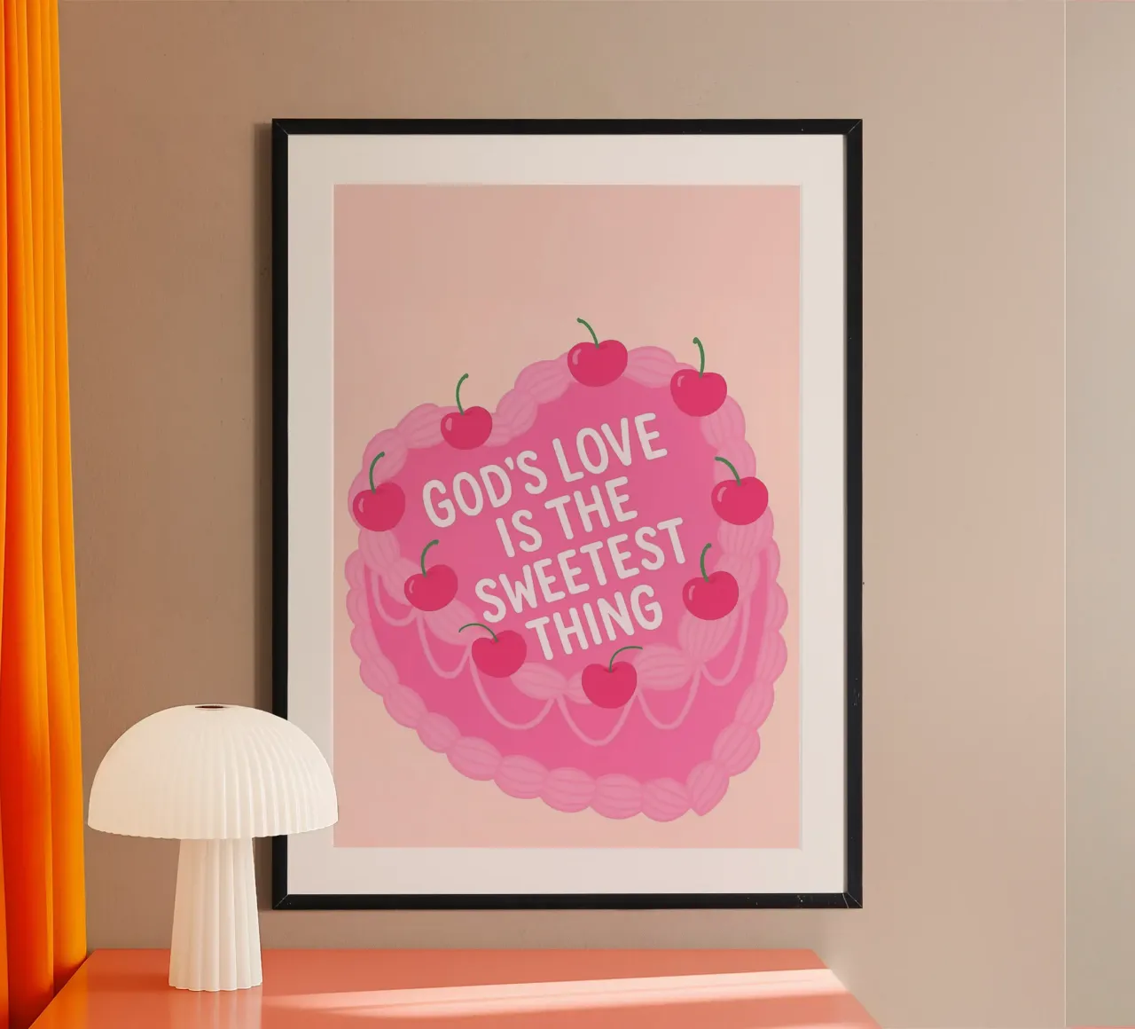Poster per torte L'amore di Dio è la cosa più dolce poster con telaio in alluminio da vintagepod