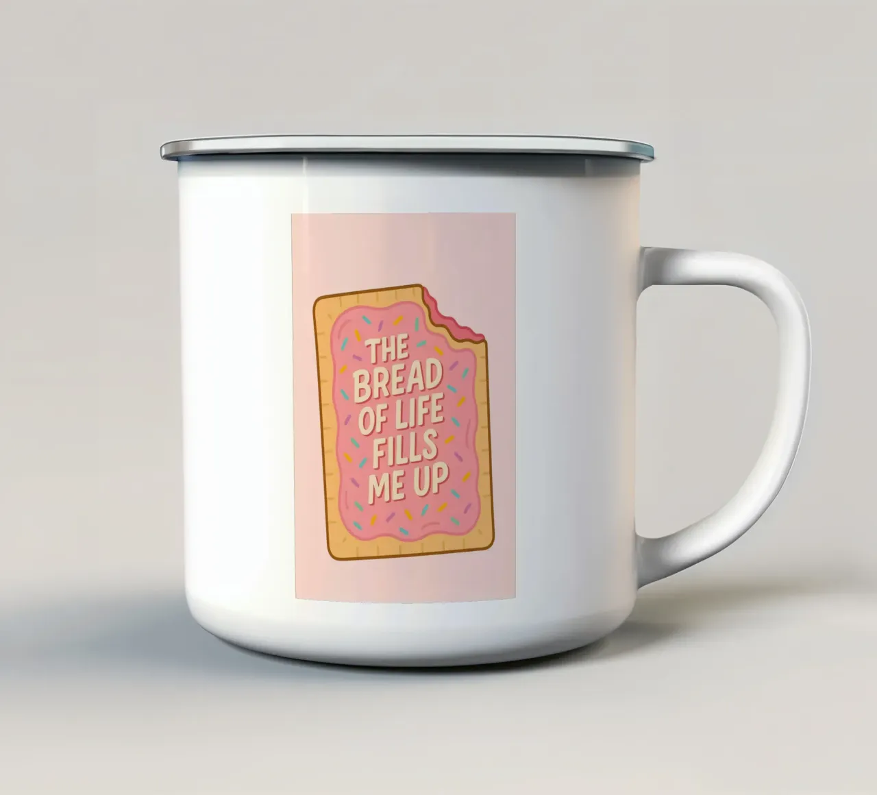 Il pane della vita mi riempie Poster per crostata pop tazza in smalto da vintagepod