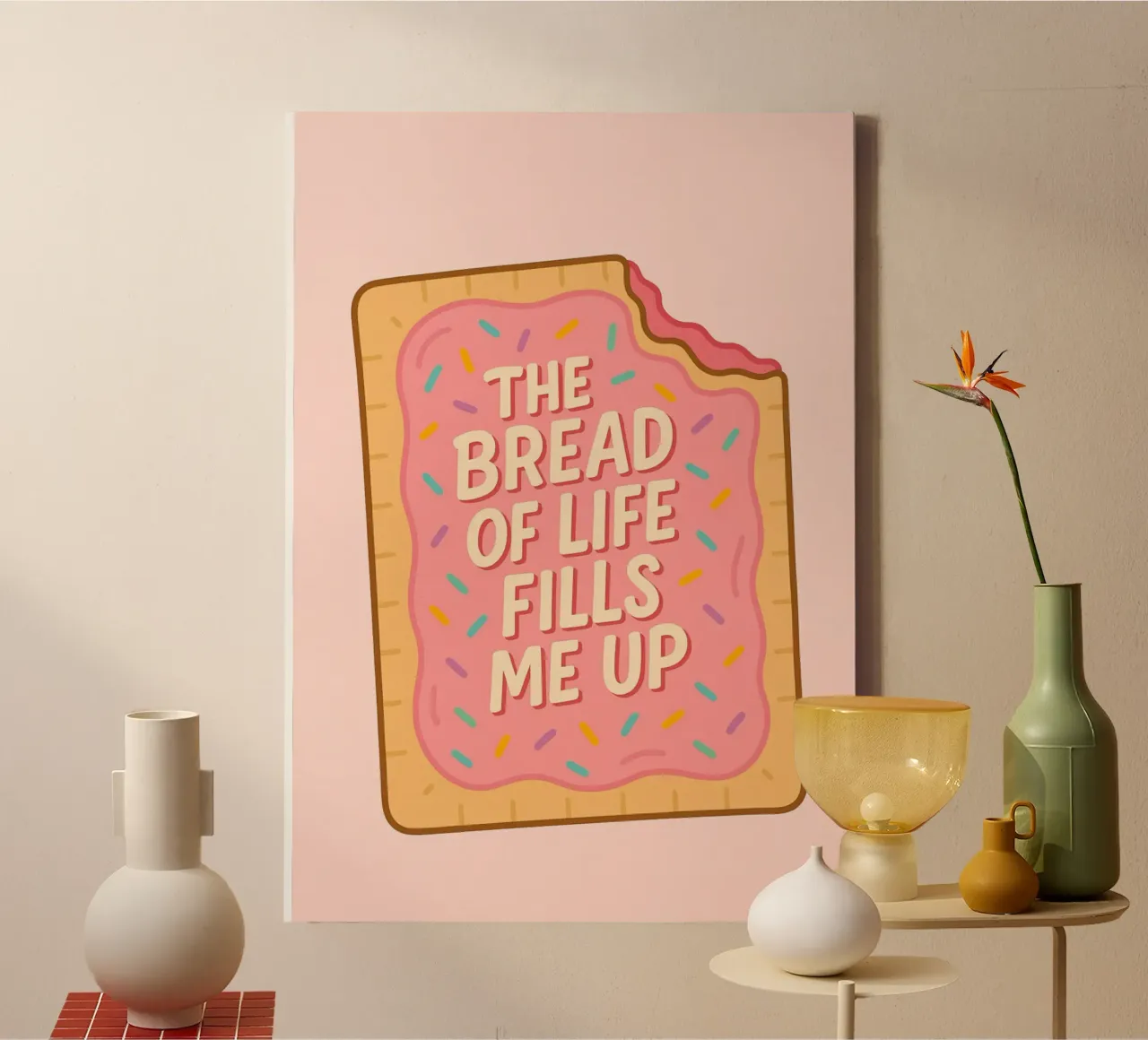 Il pane della vita mi riempie Poster per crostata pop tela con Cornice a cassetta da vintagepod