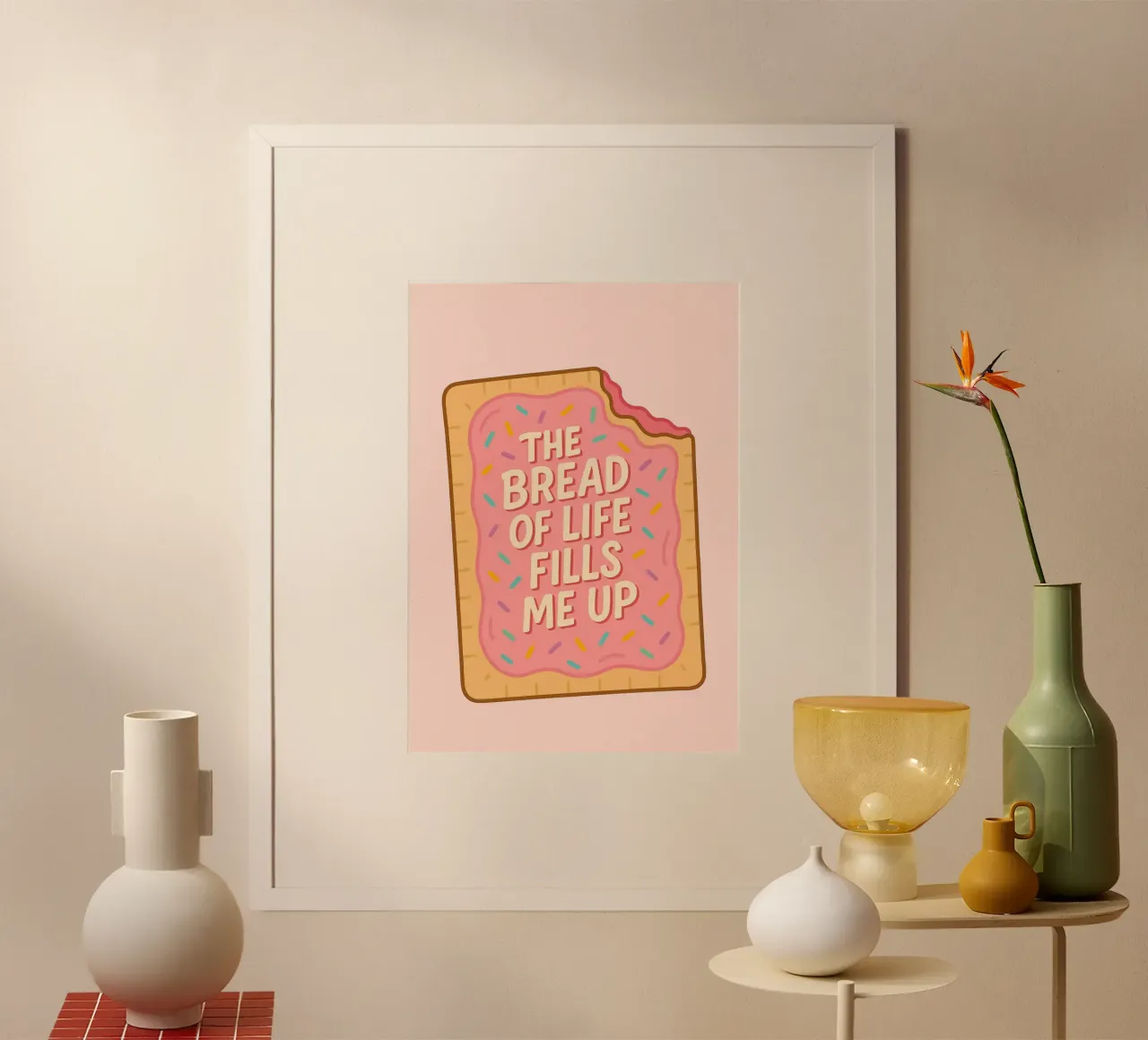 Das Brot des Lebens füllt mich auf Pop Tart Poster Poster mit Kunststoffrahmen von vintagepod