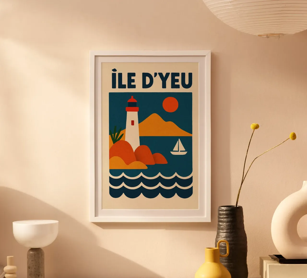 Faro dell'Île d'Yeu poster con telaio in alluminio da JETLAG | affiches voyage