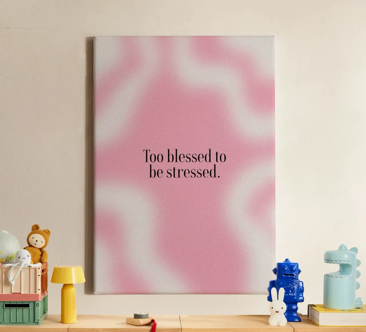 Too Blessed to be Stressed Aura Kleurverloop Poster canvas met Baklijst van vintagepod