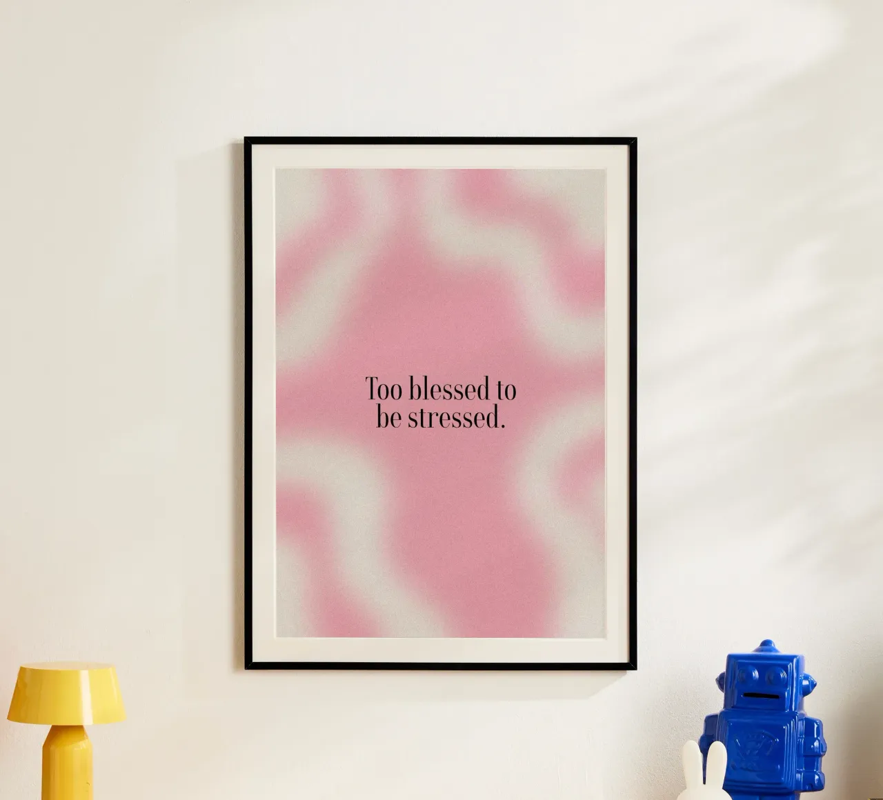 Zu gesegnet, um gestresst zu sein Aura Gradient Poster Poster mit Kunststoffrahmen von vintagepod