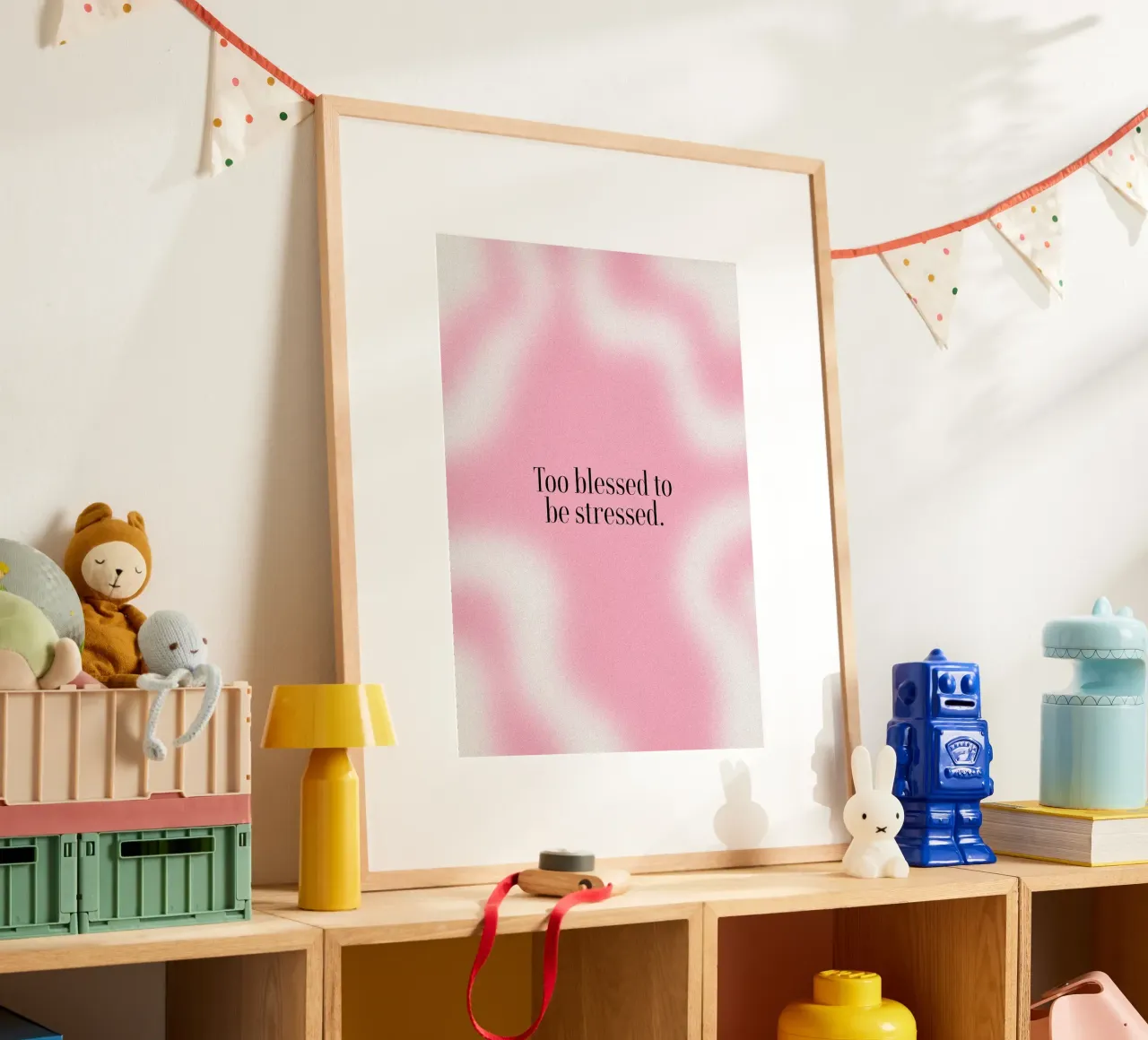 Zu gesegnet, um gestresst zu sein Aura Gradient Poster Poster mit Kunststoffrahmen von vintagepod