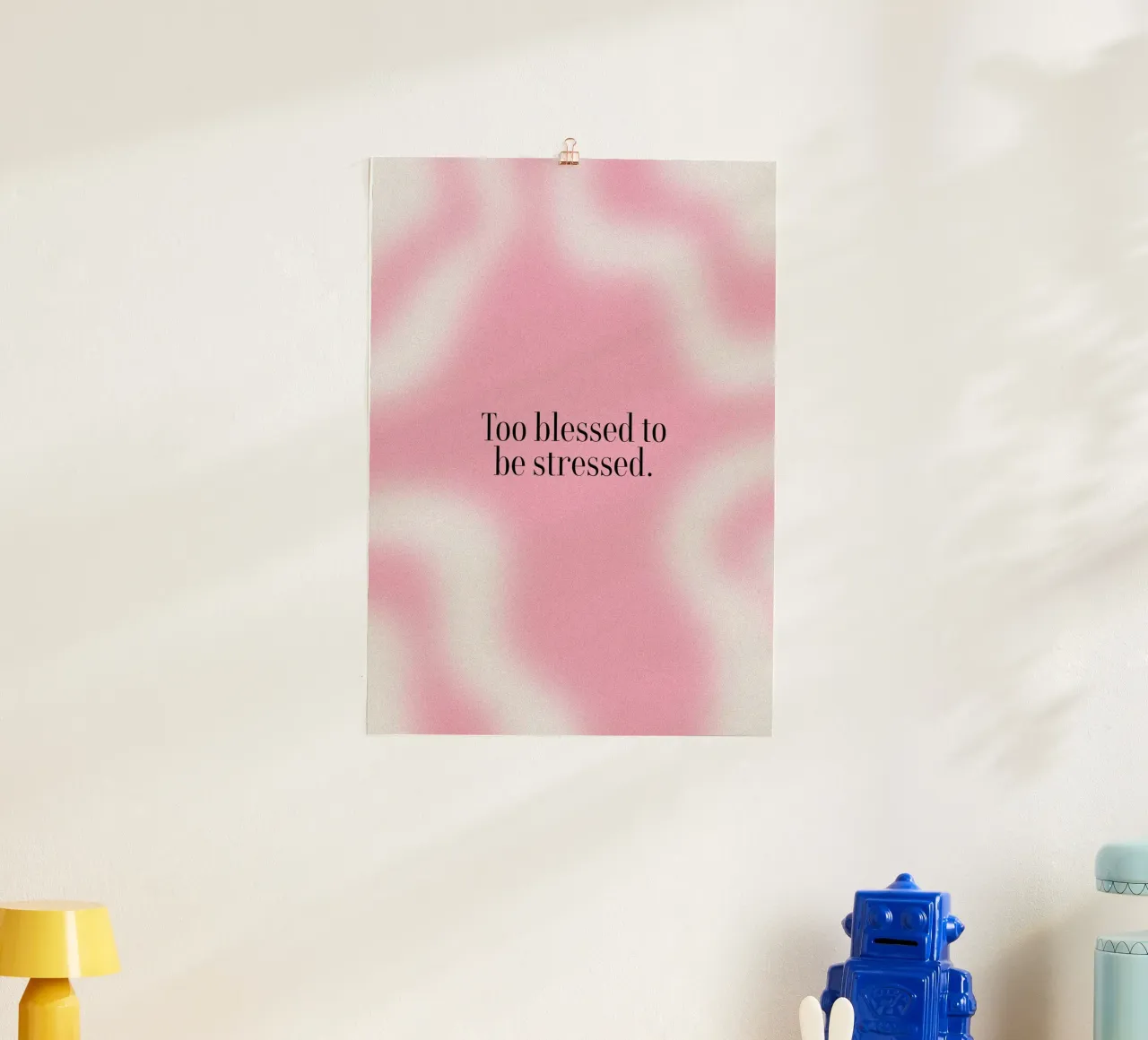 Zu gesegnet, um gestresst zu sein Aura Gradient Poster Poster mit Kunststoffrahmen von vintagepod
