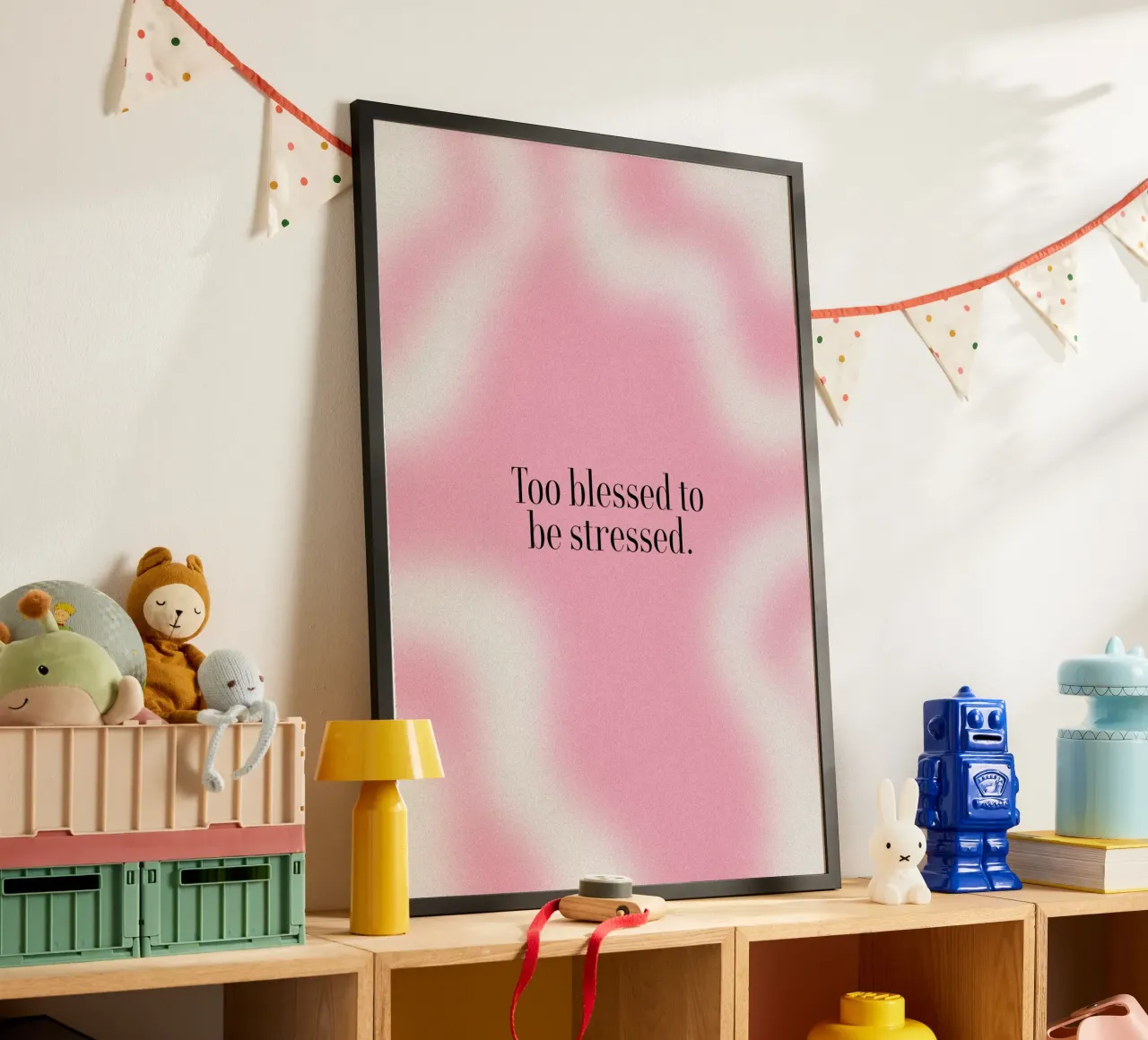 Zu gesegnet, um gestresst zu sein Aura Gradient Poster Poster mit Kunststoffrahmen von vintagepod