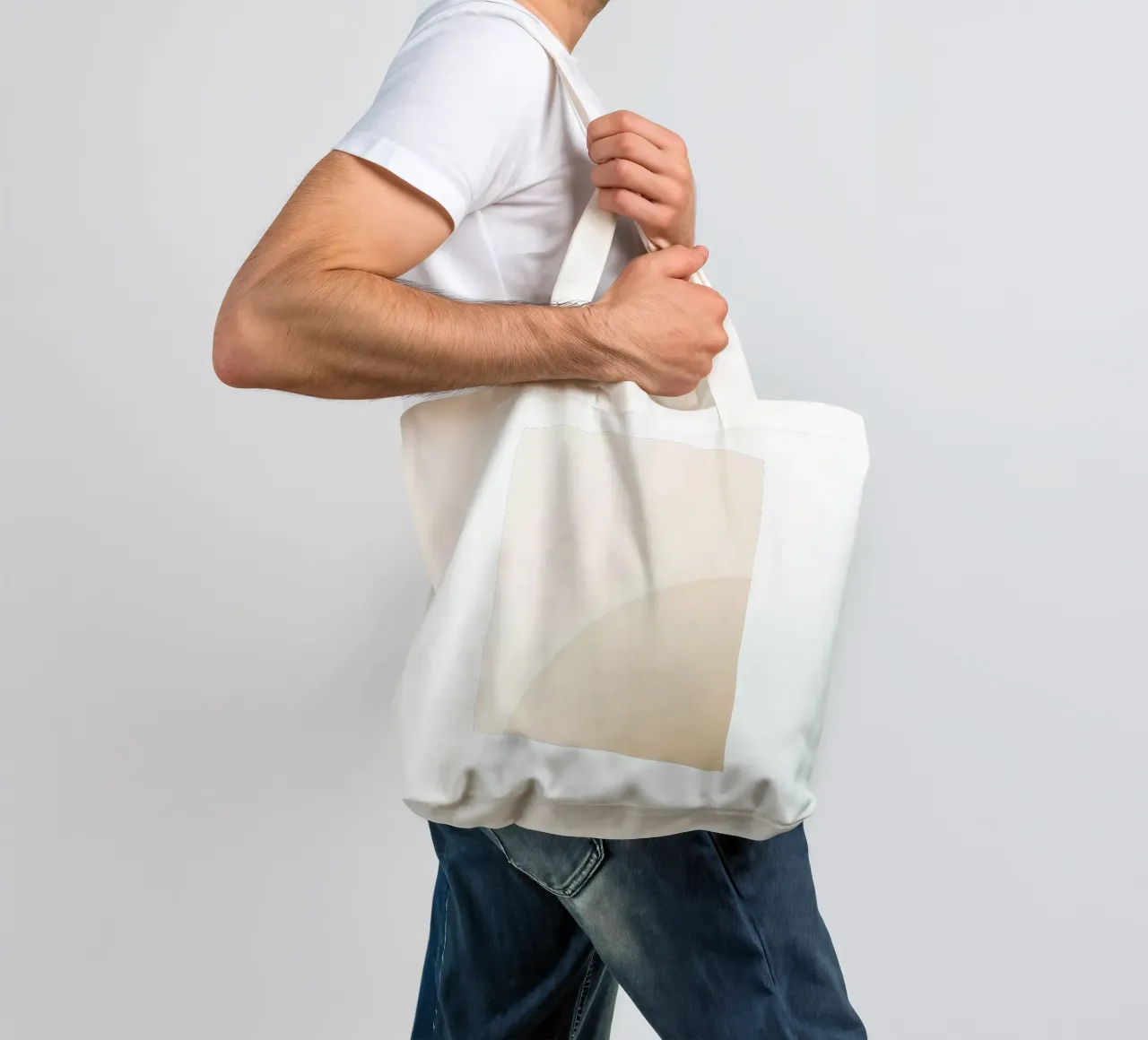 Gradiente Tan con linea curva borsa in juta da DesignDoodle