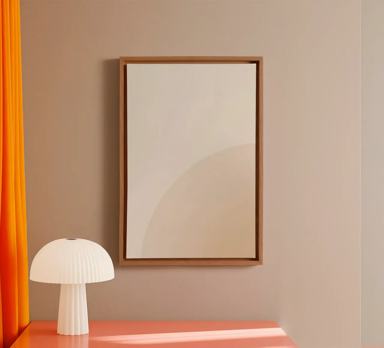 Gradiente Tan con linea curva tela con Cornice a cassetta da DesignDoodle