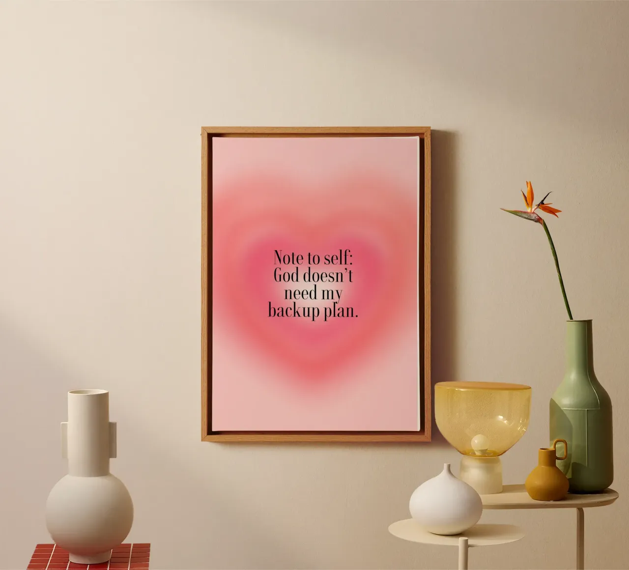 God Doesn't Need My Backup Plan Aura Poster canvas with Floater frame by vintagepod