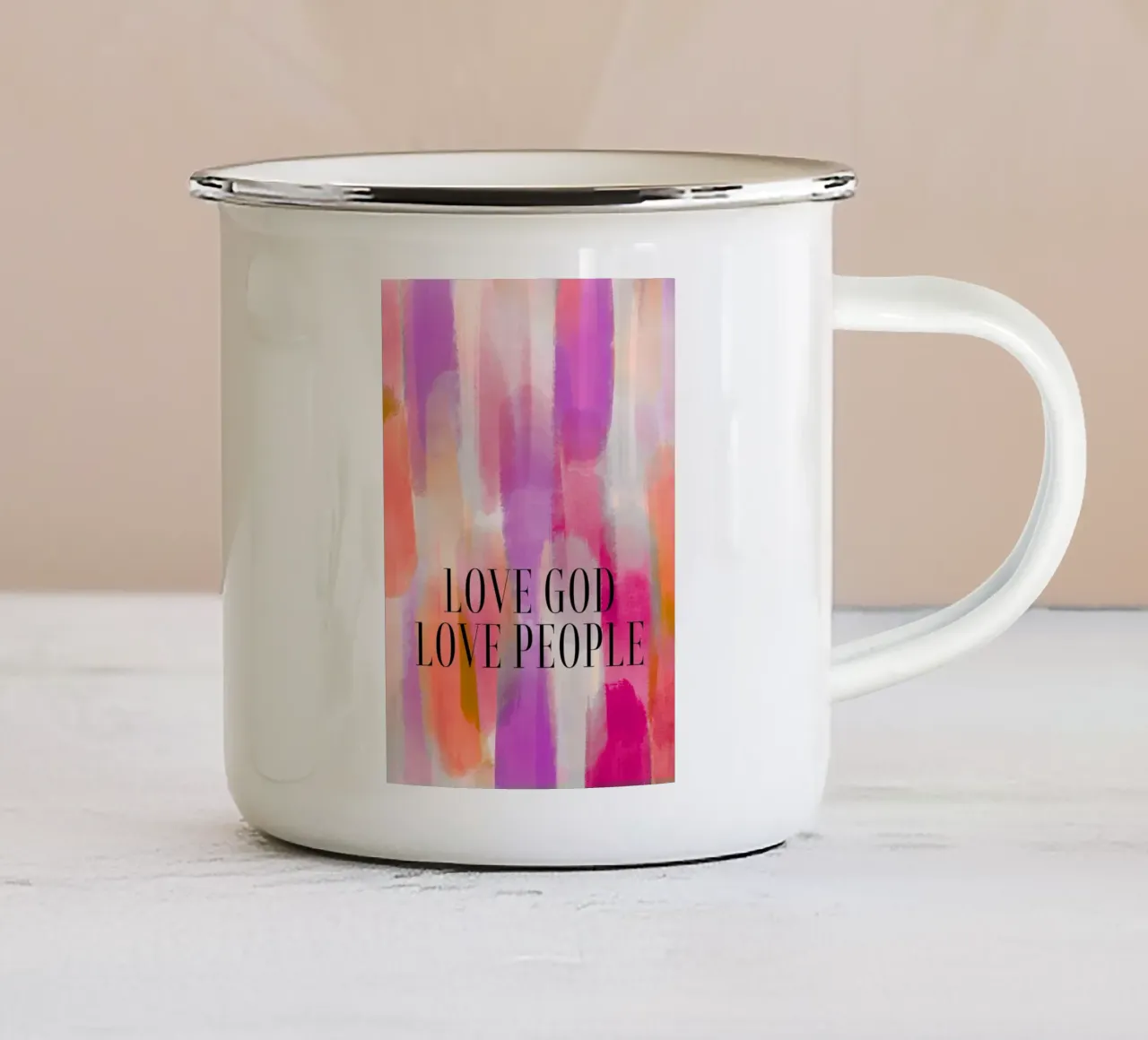 Amore Dio Amore Persone Astratto Pennellata Poster tazza in smalto da vintagepod