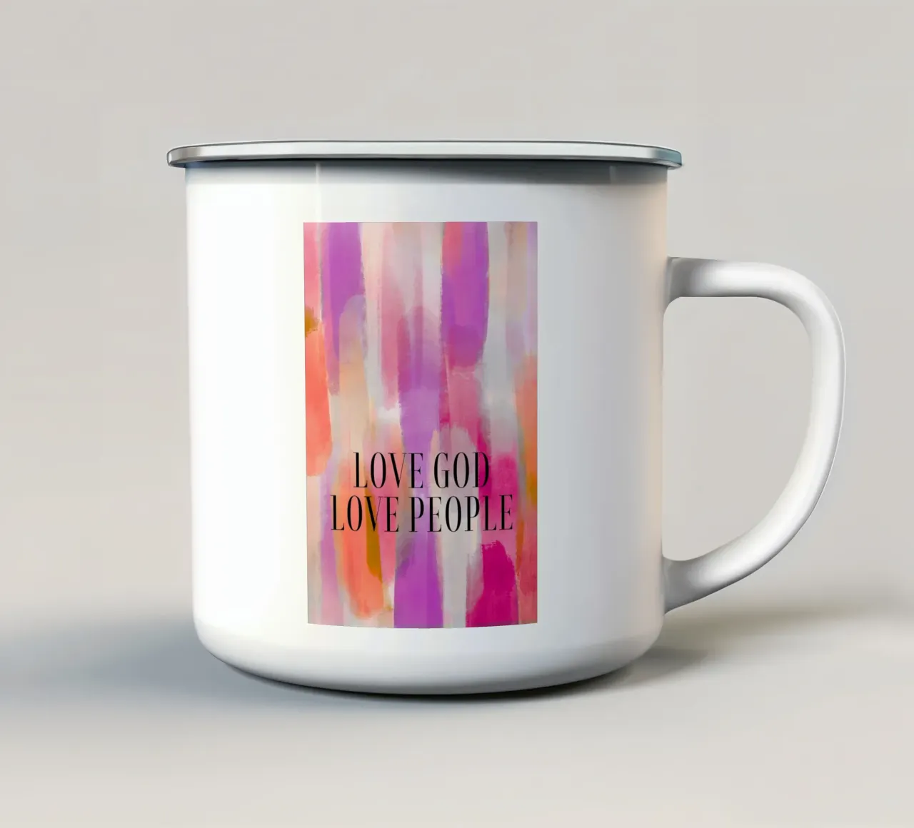 Amore Dio Amore Persone Astratto Pennellata Poster tazza in smalto da vintagepod