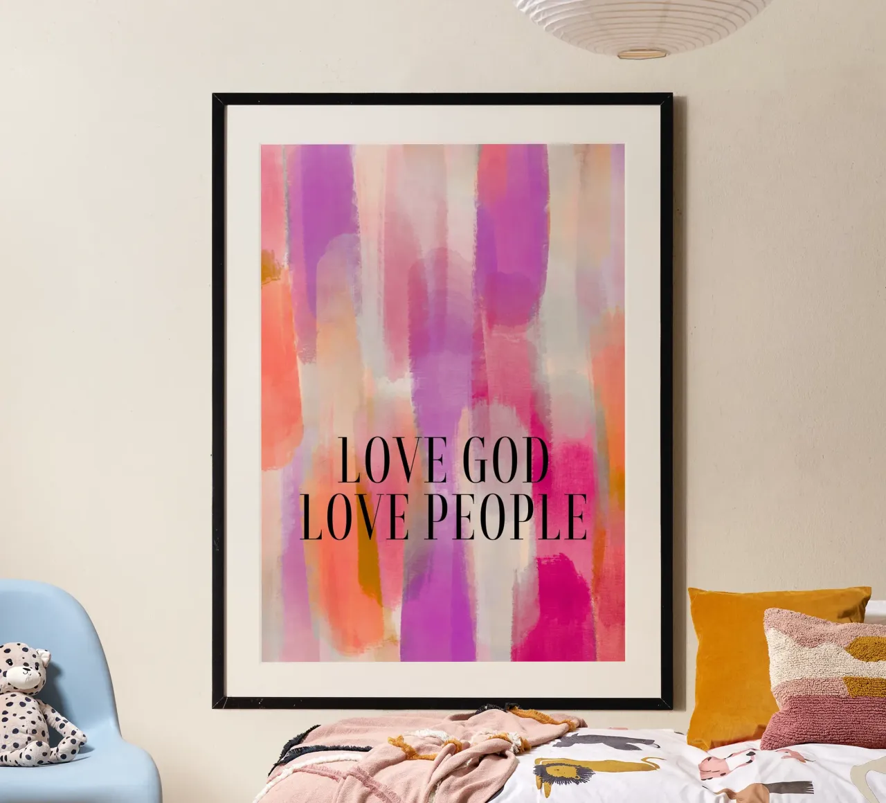 Amore Dio Amore Persone Astratto Pennellata Poster poster con telaio in plastica da vintagepod