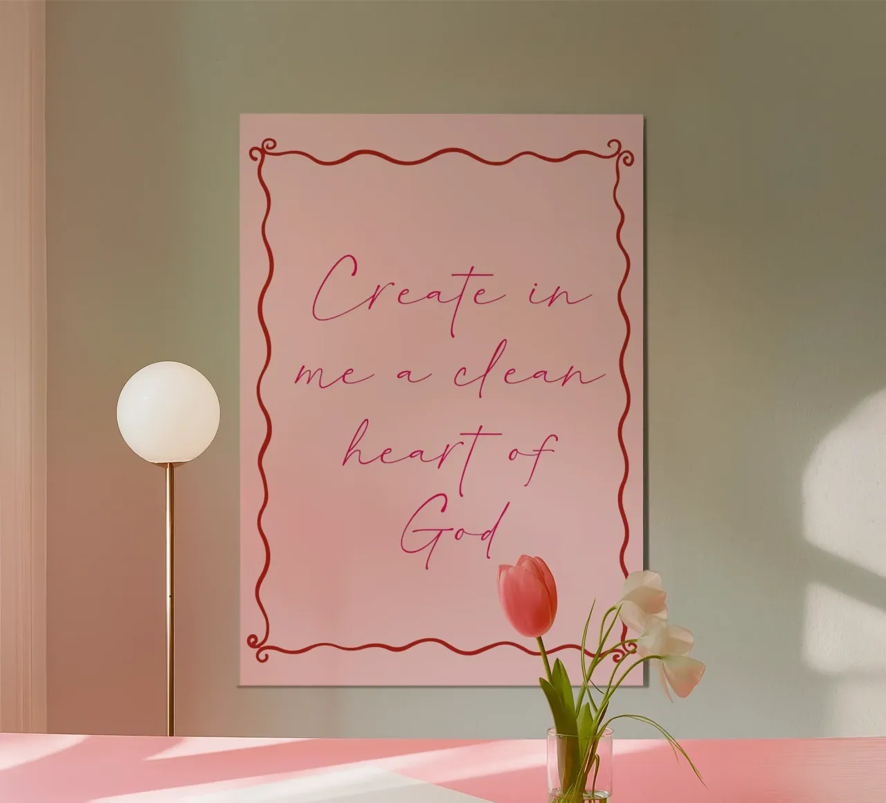 Crea in me un cuore pulito di Dio Poster di preghiera poster con telaio in alluminio da vintagepod