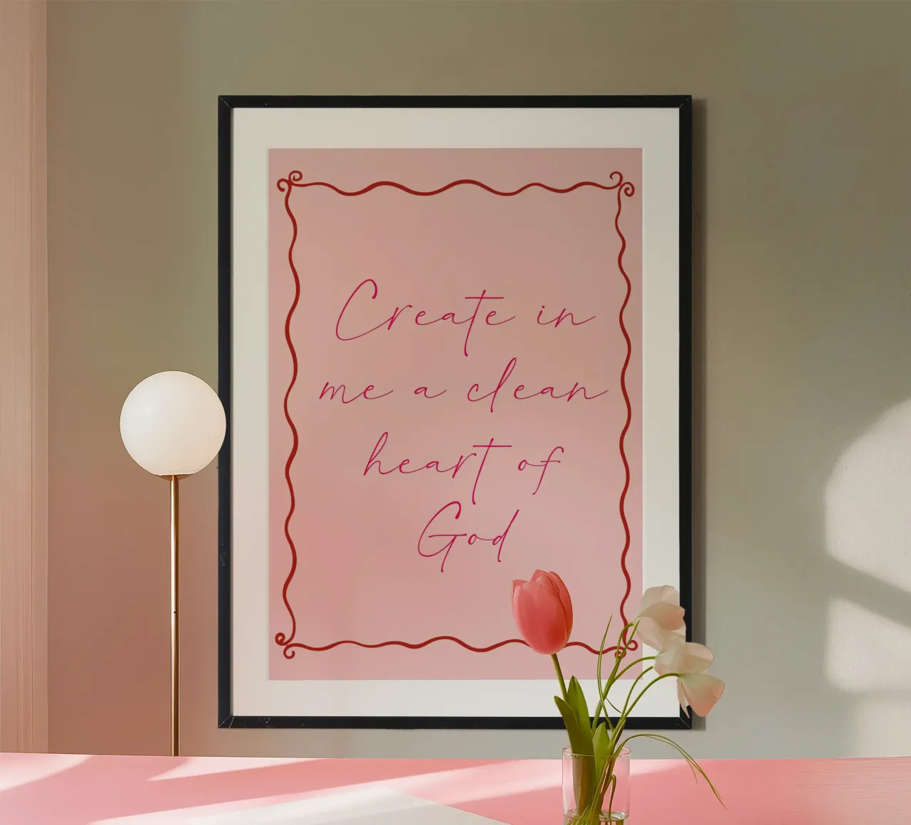 Crea in me un cuore pulito di Dio Poster di preghiera poster con telaio in alluminio da vintagepod