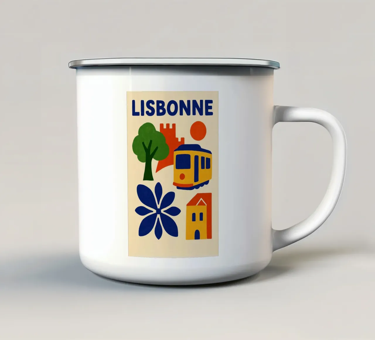 Il tram giallo di Lisbona tazza in smalto da JETLAG | affiches voyage