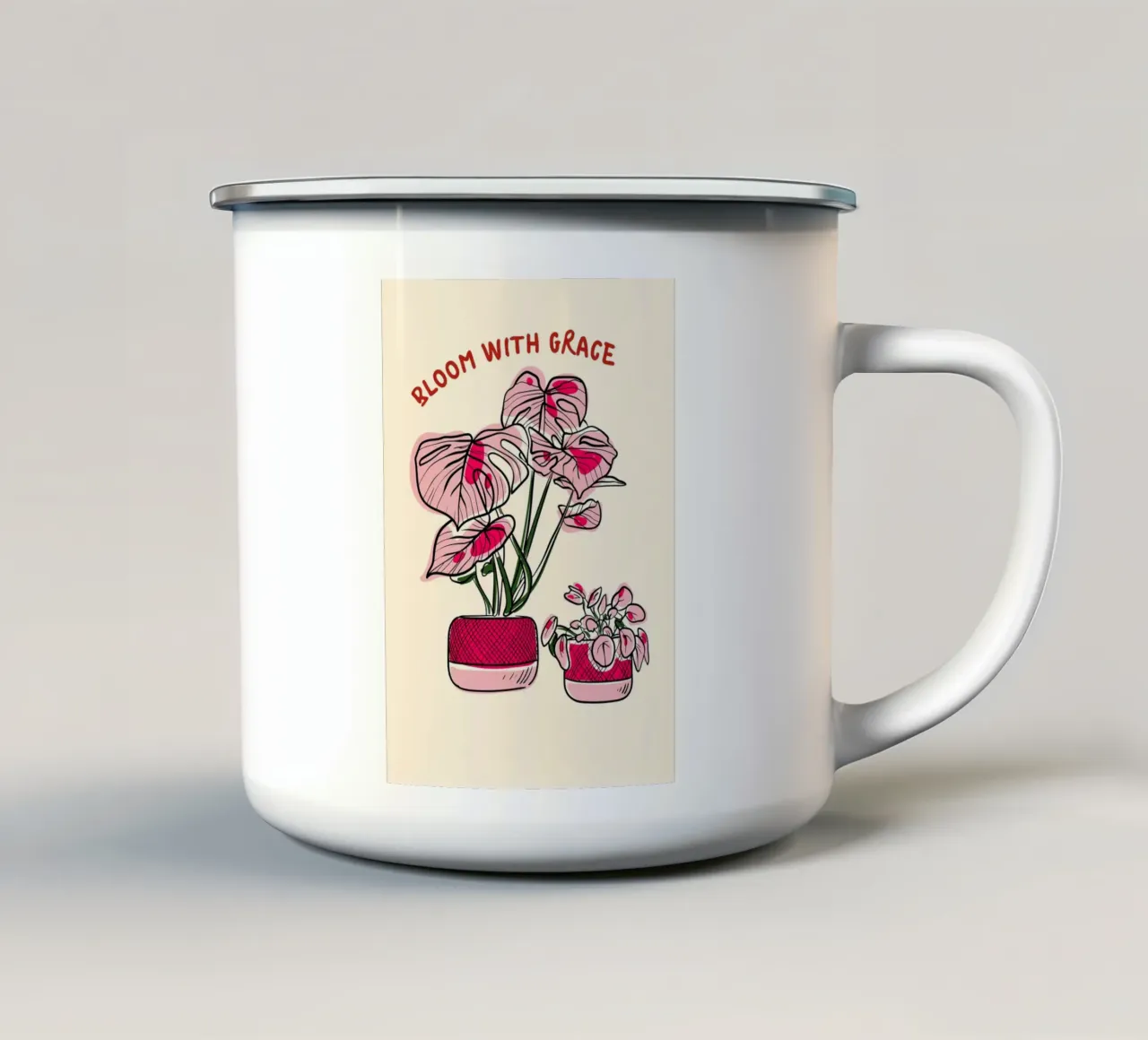 Poster per piante botaniche rosa Bloom with Grace tazza in smalto da vintagepod