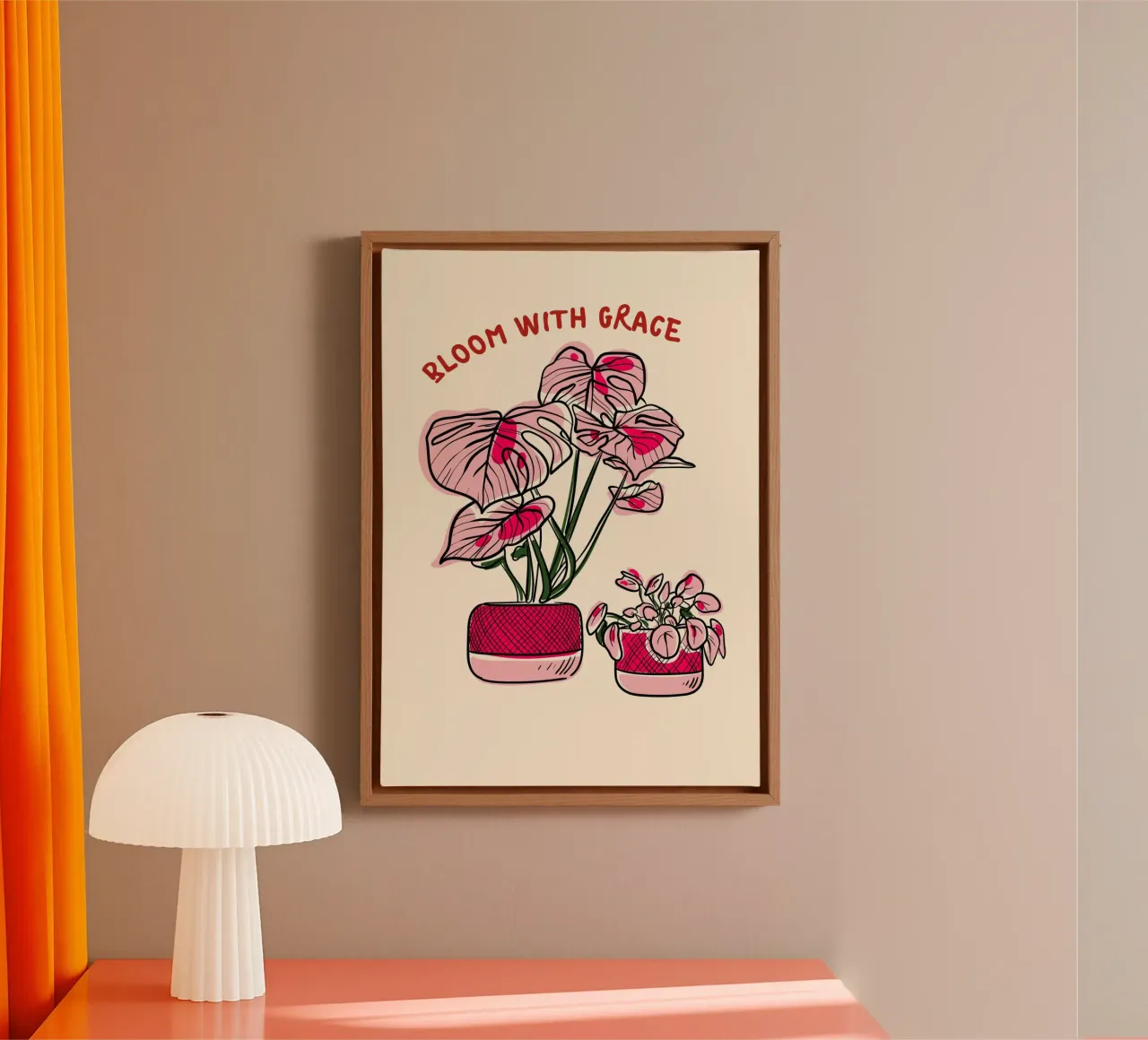 Poster per piante botaniche rosa Bloom with Grace tela con Cornice a cassetta da vintagepod
