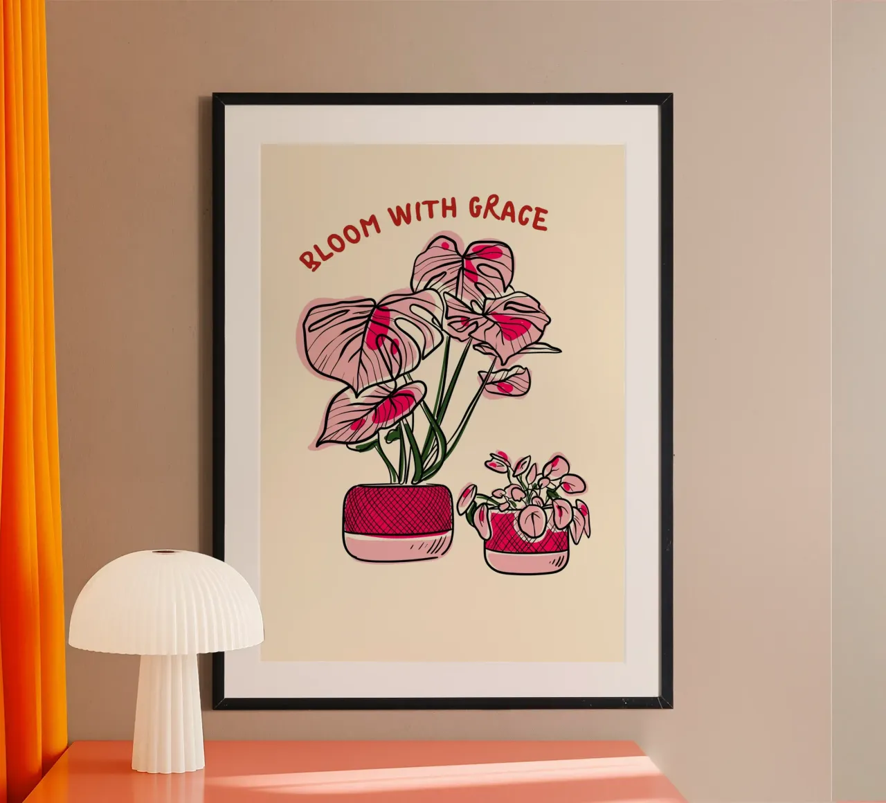 Poster per piante botaniche rosa Bloom with Grace poster da vintagepod