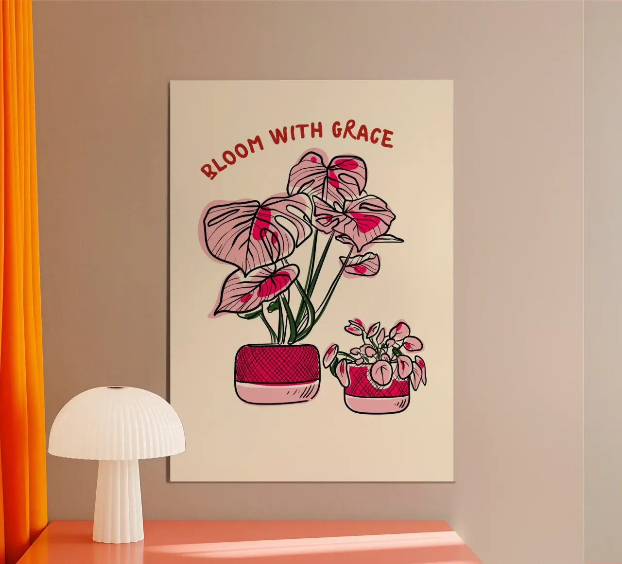 Poster per piante botaniche rosa Bloom with Grace poster da vintagepod