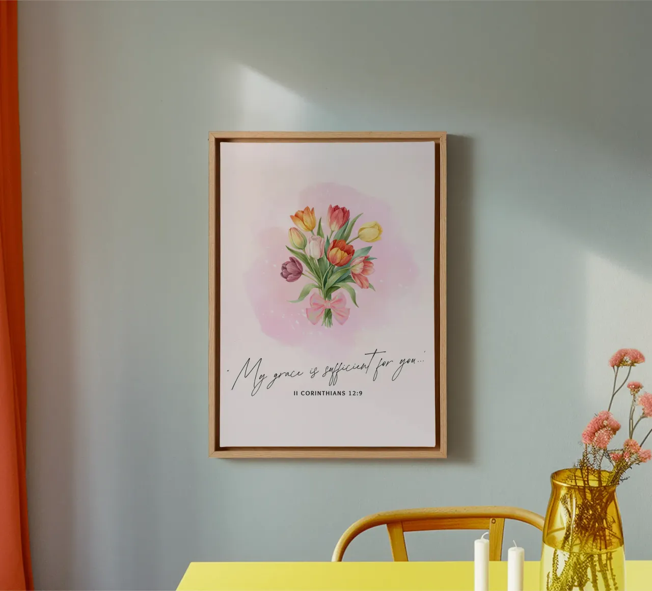 My Grace Is Sufficient For You II Corinthians 12:9 canvas with Floater frame by vintagepod