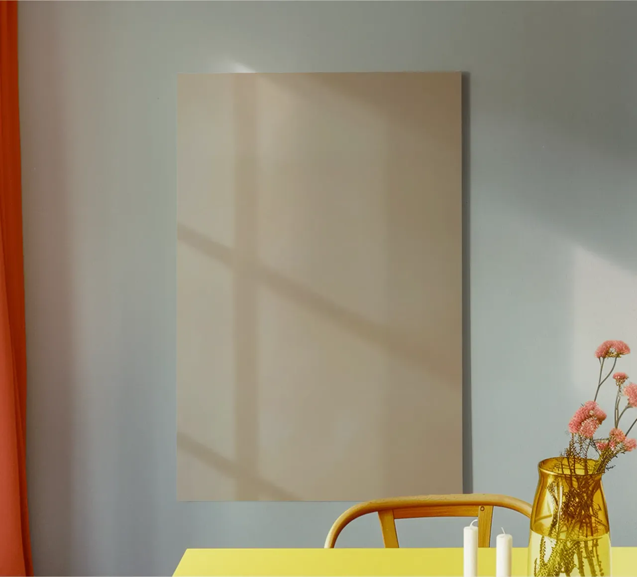 Window Pane Shadow on Tan Wall canvas with Floater frame by DesignDoodle