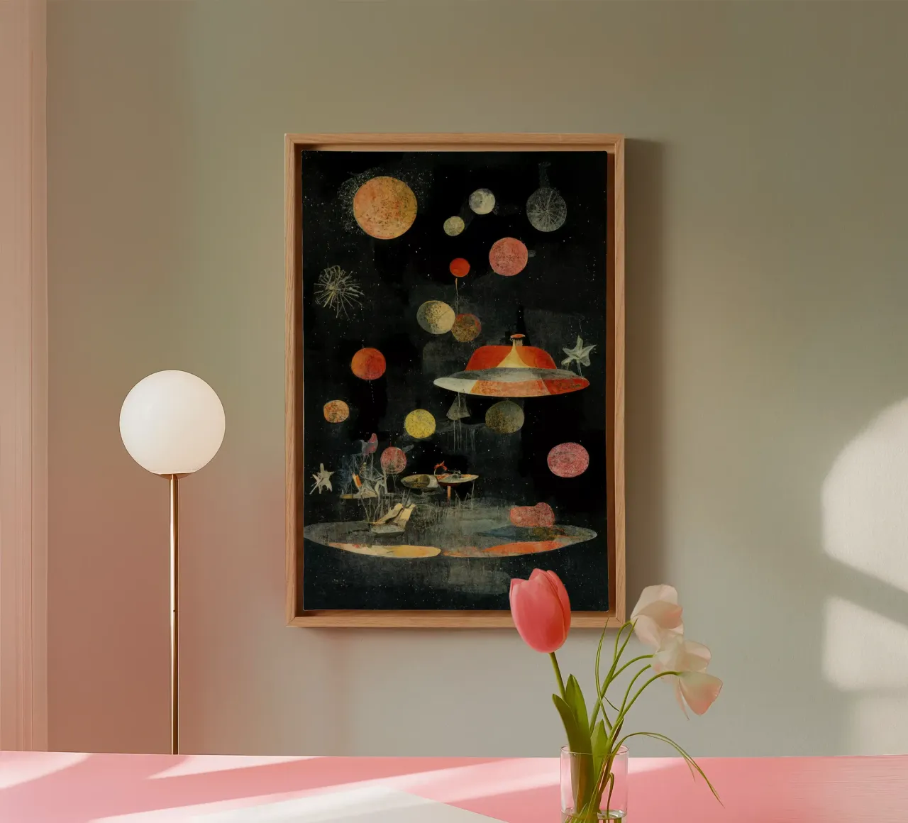 Back to The Planets Leinwand mit Schattenfugenrahmen von treechild