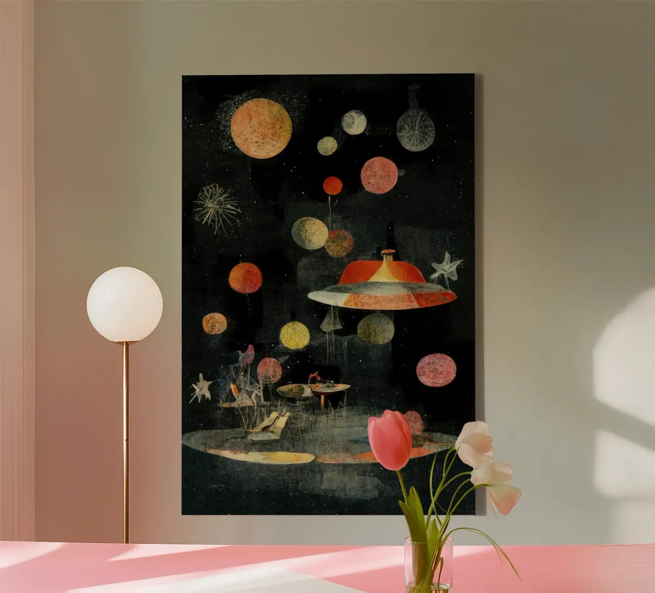 Back to The Planets Leinwand mit Schattenfugenrahmen von treechild