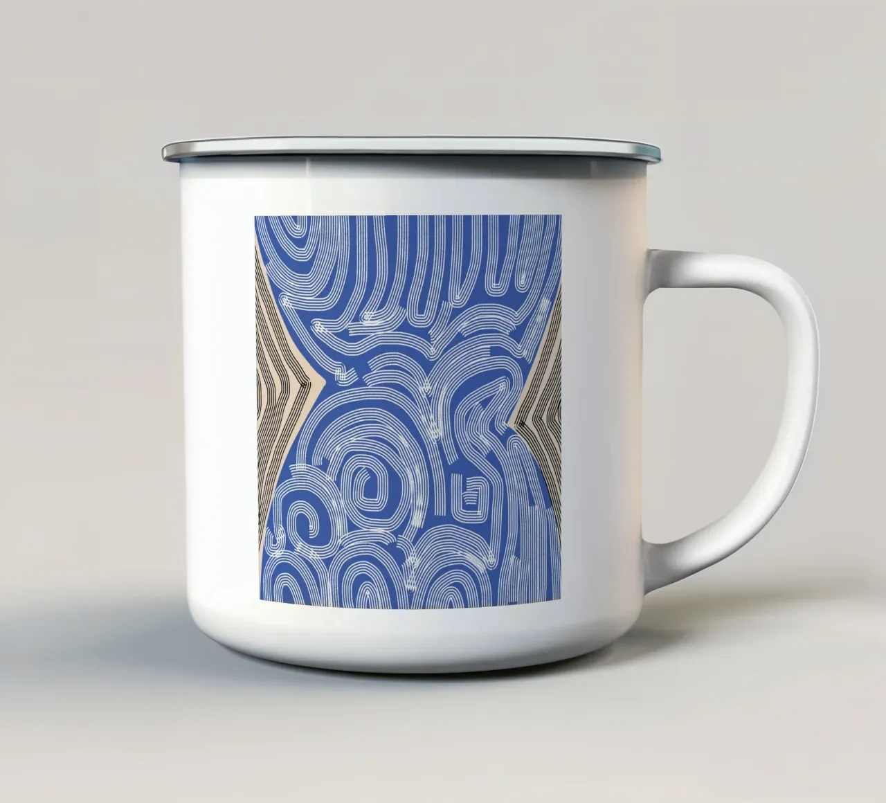 Tratti di linea astratti tazza in smalto da Little Dean