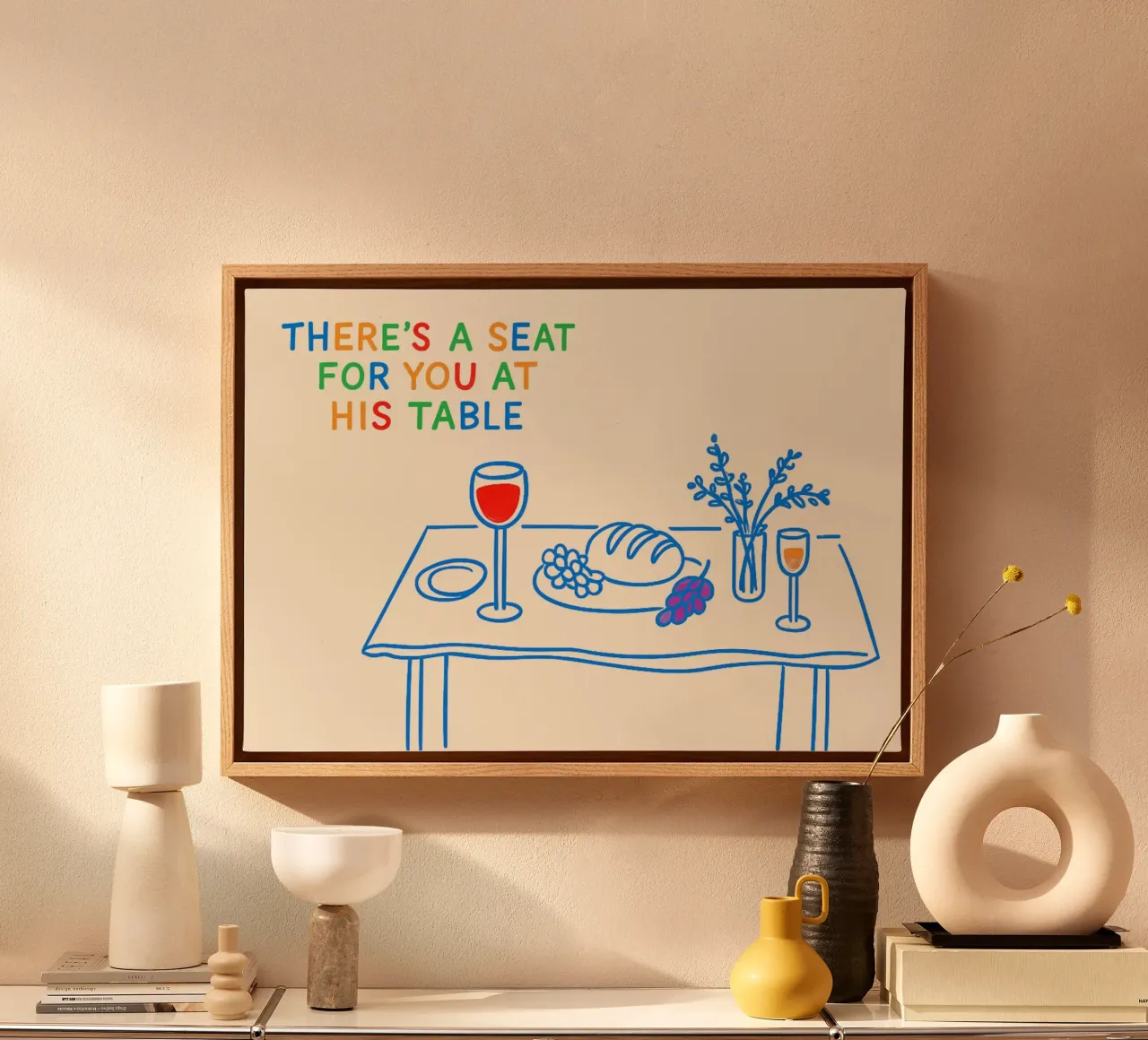 Seat For You at His Table Christian Poster canvas with Floater frame by vintagepod
