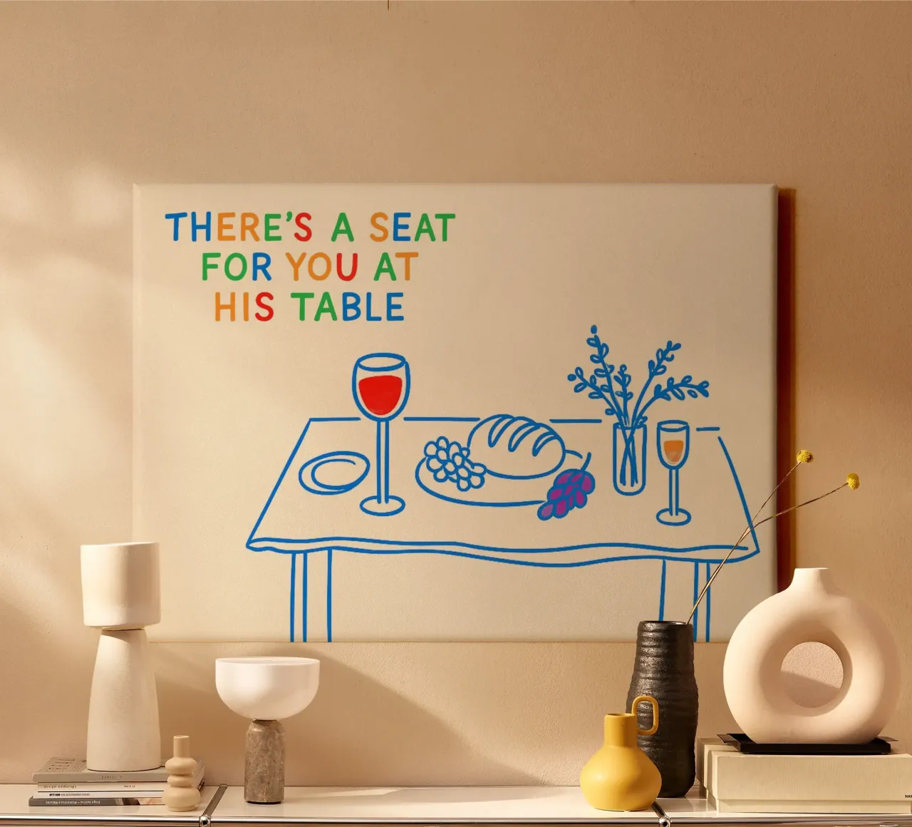 Seat For You at His Table Christian Poster canvas with Floater frame by vintagepod