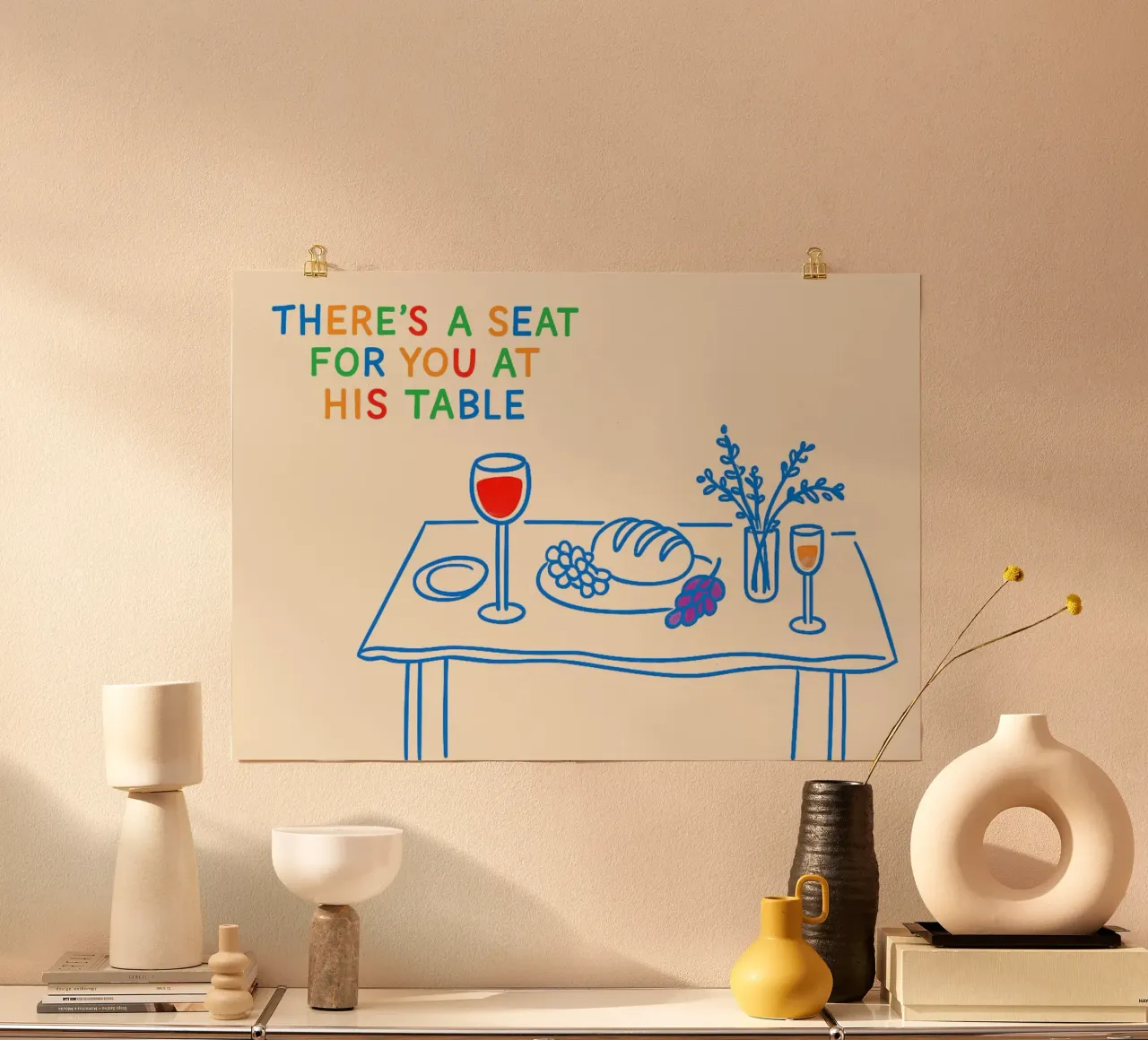 Une place pour vous à sa table Affiche chrétienne poster de vintagepod