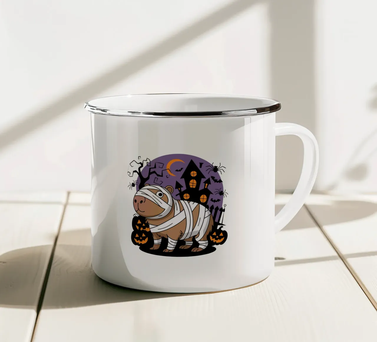 Capybara Mummy taza de esmalte de edsonramosart
