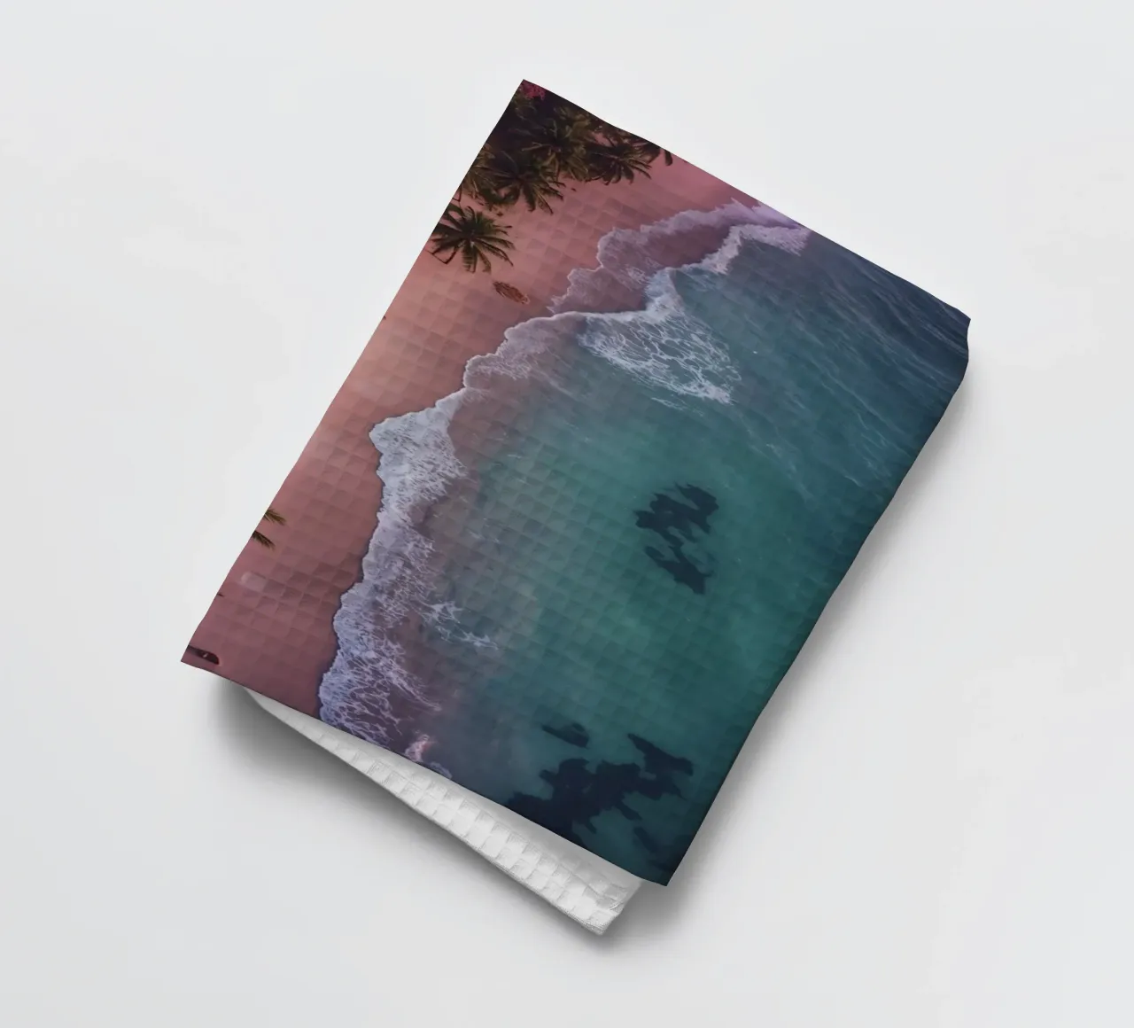 vue aérienne, plage, palmiers, océan, vagues, sable, littoral torchon de DesignDoodle