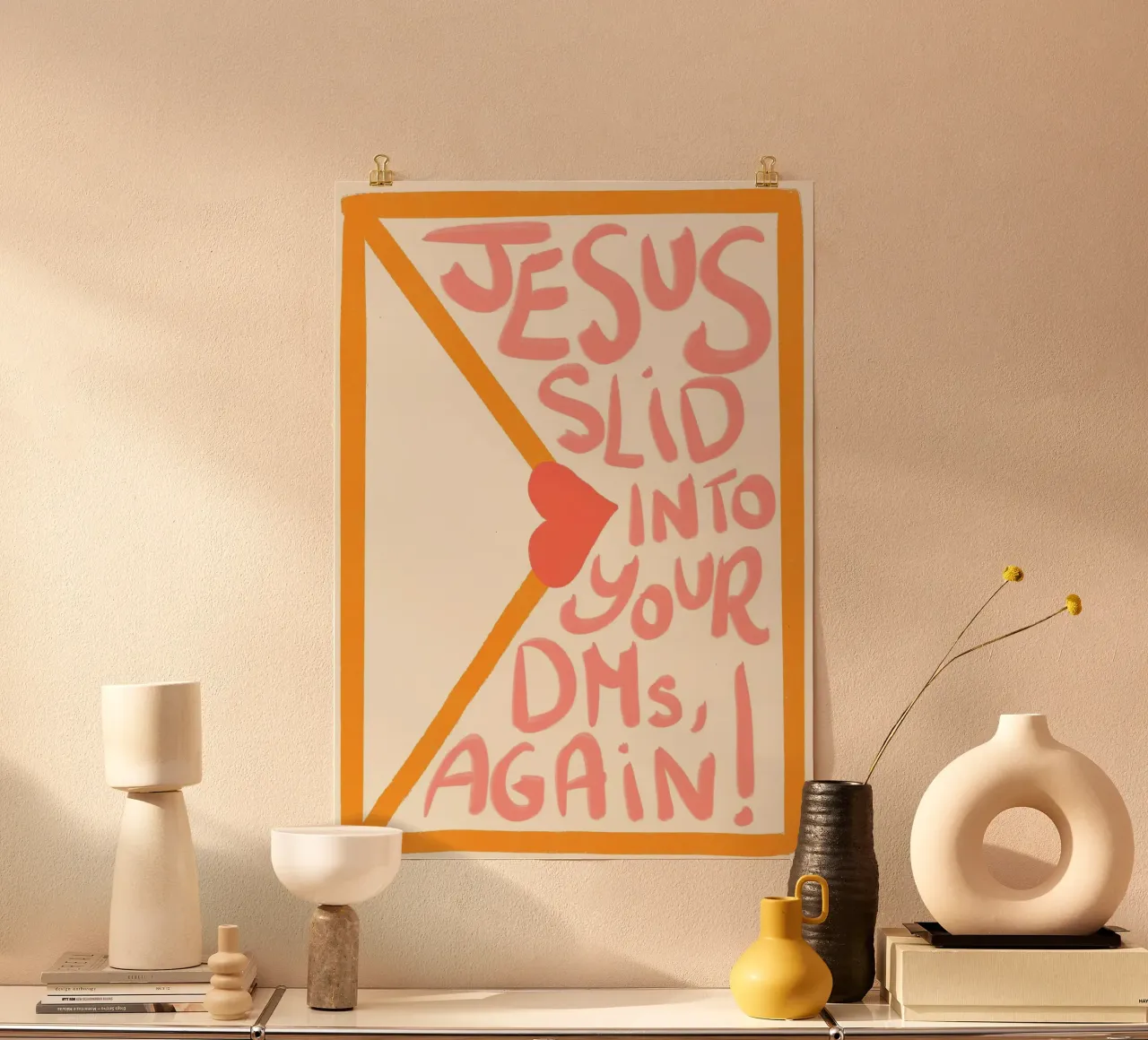 Jésus s'est encore glissé dans tes DMs Affiche chrétienne poster avec cadre en plastique de vintagepod