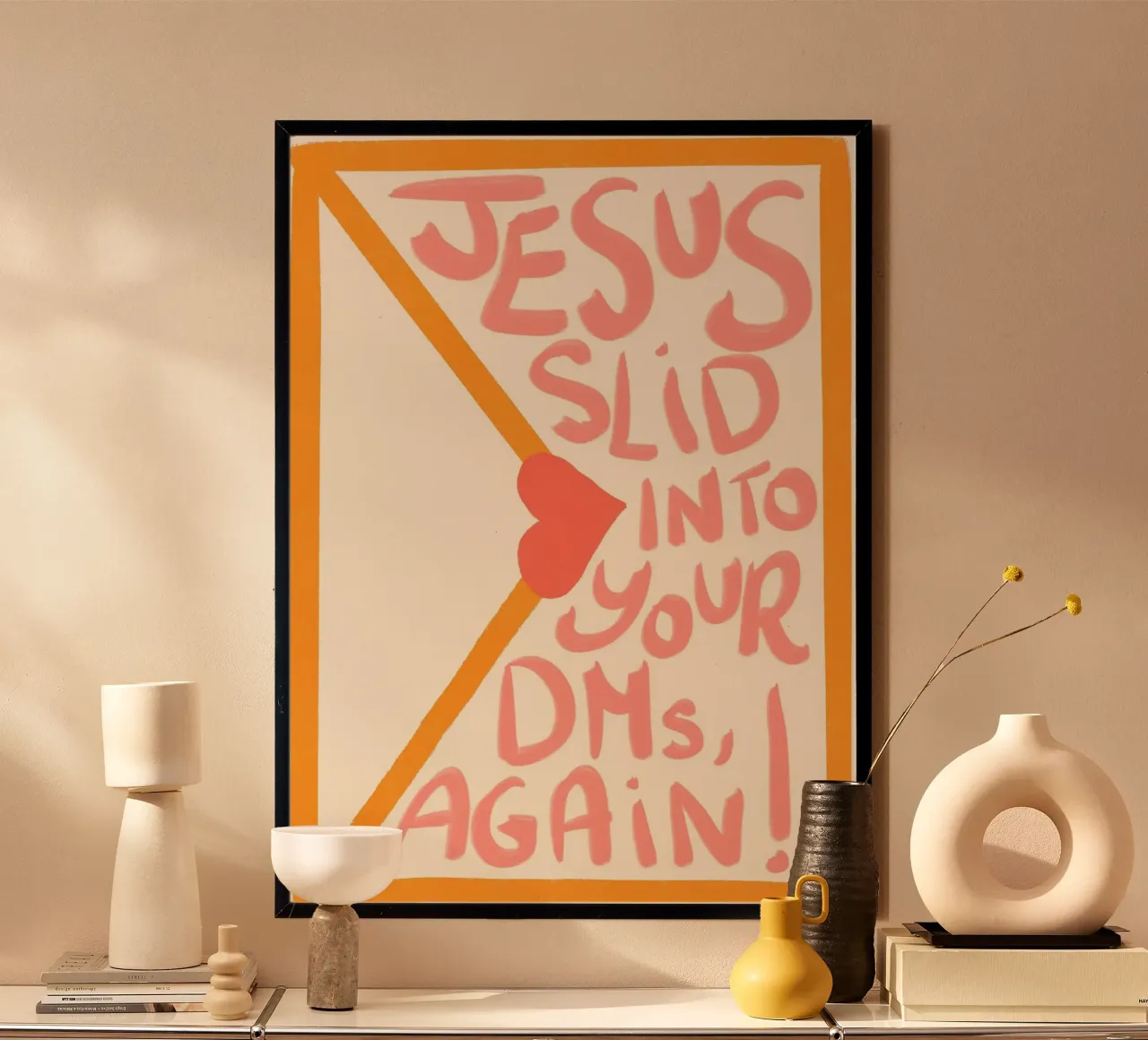 Jésus s'est encore glissé dans tes DMs Affiche chrétienne poster avec cadre en plastique de vintagepod