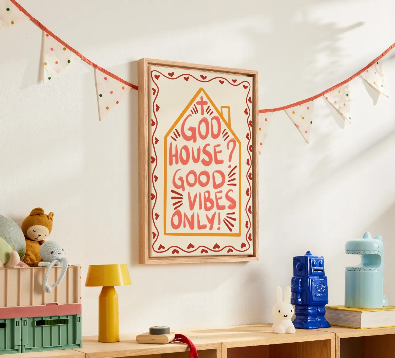 God's House? Good Vibes Only! Christian Poster canvas with Floater frame by vintagepod